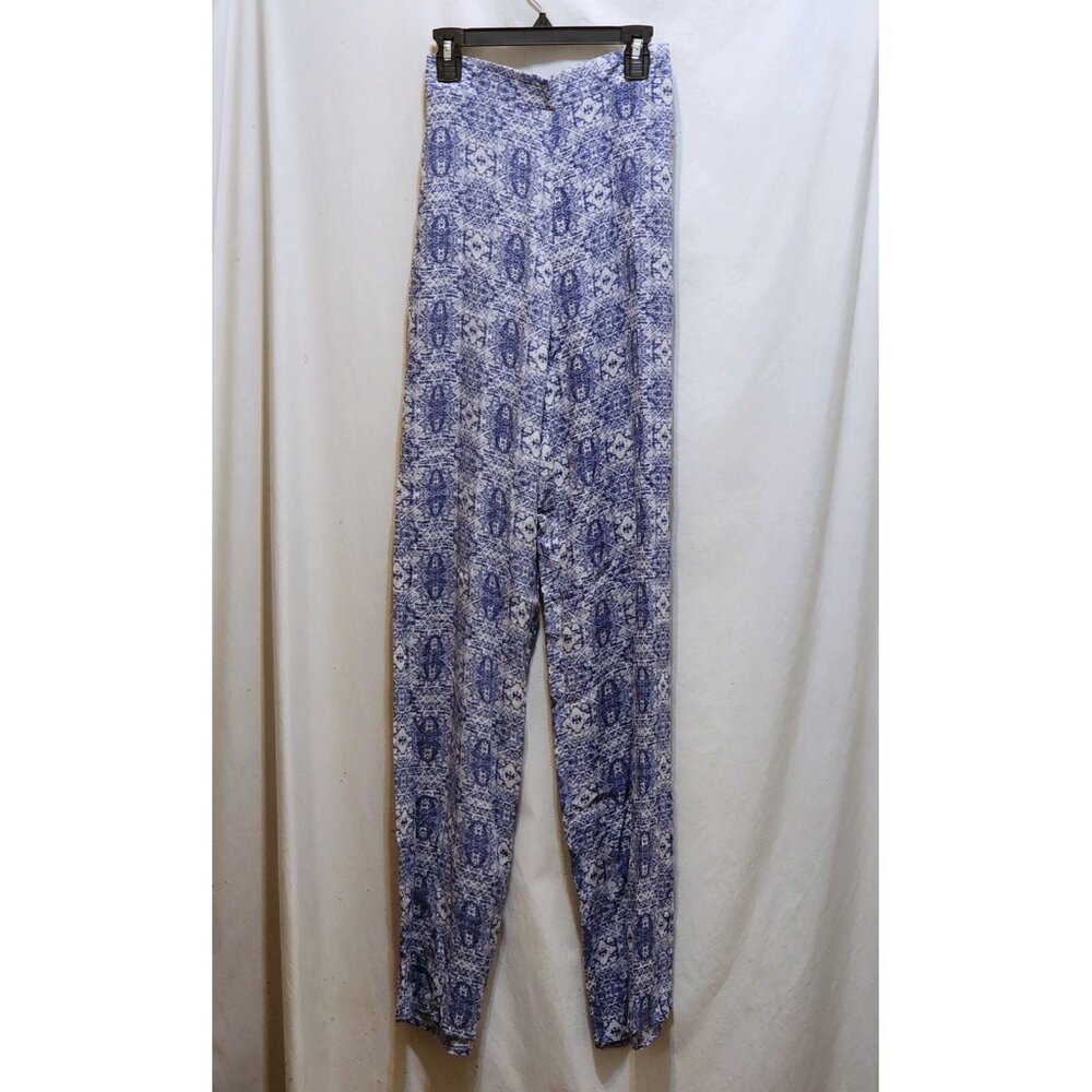 Francesca's Mi Ami Blue & White Rayon Pants Rust Printe XS New MSRP $54